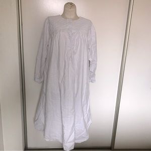 VTG R. O. C. Polka Dot Stripes Sleep Gown Nightgown White Blue Peach Fuzz S